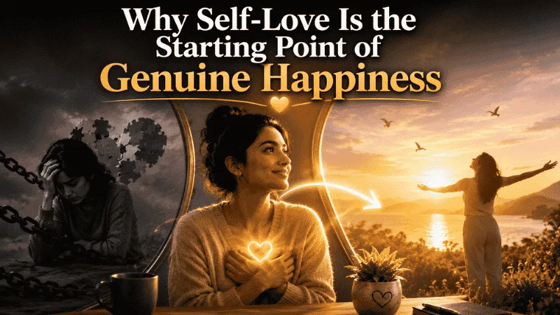Woman with hands on heart, radiating self-love and inner peace